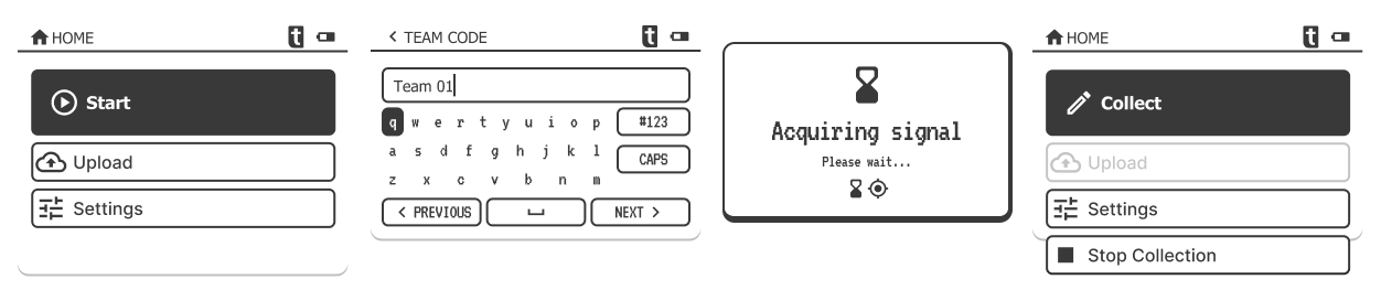 Selecting Start Menu on Device
